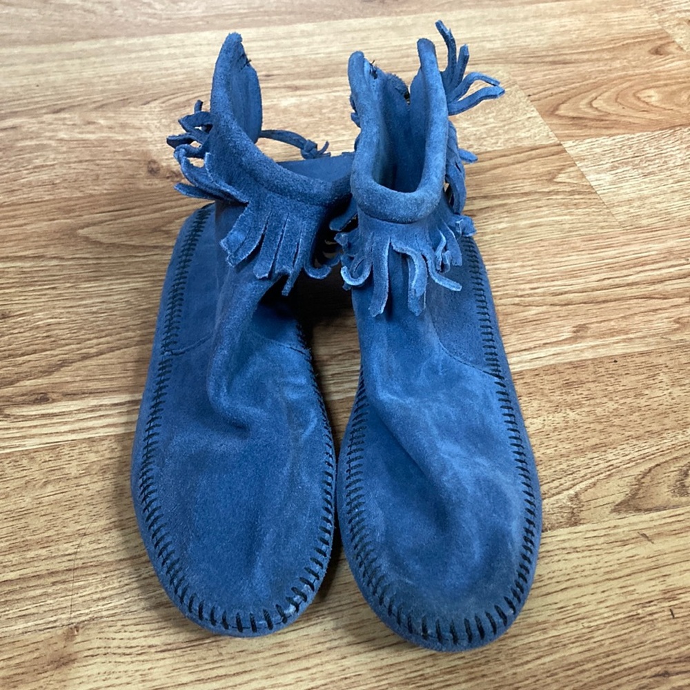 Minnetonka Blue Suede Moccasins